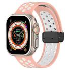 For Apple Watch Series 9 45mm Magnetic Buckle Silicone Watch Band(Pink White) - 1