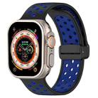 For Apple Watch Series 9 45mm Magnetic Buckle Silicone Watch Band(Black Blue) - 1