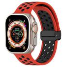 For Apple Watch Series 9 45mm Magnetic Buckle Silicone Watch Band(Red Black) - 1