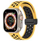 For Apple Watch Series 9 45mm Magnetic Buckle Silicone Watch Band(Yellow Black) - 1