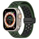 For Apple Watch Series 9 45mm Magnetic Buckle Silicone Watch Band(Army Green Black) - 1