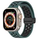 For Apple Watch Series 9 41mm Magnetic Buckle Silicone Watch Band(Olive Black) - 1