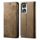 For Honor 90 Denim Texture Flip Leather Phone Case(Khaki) - 1