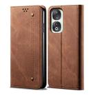 For Honor 90 Pro Denim Texture Flip Leather Phone Case(Brown) - 1