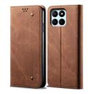 For Honor X8 5G / X6 4G Foreign Denim Texture Flip Leather Phone Case(Brown) - 1