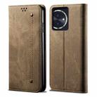 For Honor 100 Denim Texture Flip Leather Phone Case(Khaki) - 1