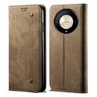 For Honor Magic6 Lite / X9b 5G Denim Texture Flip Leather Phone Case(Khaki) - 1