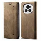 For Honor Magic6 Pro Denim Texture Flip Leather Phone Case(Khaki) - 1