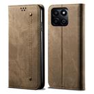 For Honor Play 60 Plus Global Denim Texture Flip Leather Phone Case(Khaki) - 1