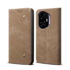 For Honor 300 5G Denim Texture Flip Leather Phone Case(Khaki) - 1