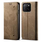 For Honor X8c 4G Denim Texture Flip Leather Phone Case(Khaki) - 1