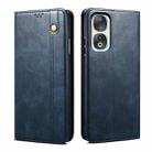 For Honor 90 Oil Wax Crazy Horse Texture Leather Phone Case(Blue) - 1