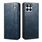 For Honor X8b 4G Global Oil Wax Crazy Horse Texture Leather Phone Case(Blue) - 1