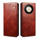 For Honor Magic6 Lite / X9b 5G Oil Wax Crazy Horse Texture Leather Phone Case(Brown) - 1