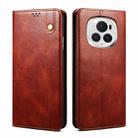 For Honor Magic6 Oil Wax Crazy Horse Texture Leather Phone Case(Brown) - 1