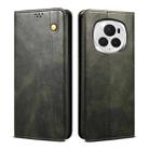 For Honor Magic6 Oil Wax Crazy Horse Texture Leather Phone Case(Green) - 1