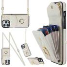 For iPhone 14 Pro Rhombic Texture Card Bag Phone Case with Long Lanyard(White) - 1