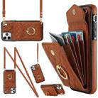 For iPhone 11 Pro Max Rhombic Texture Card Bag Phone Case with Long Lanyard(Brown) - 1