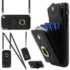 For iPhone XS Max Rhombic Texture Card Bag Phone Case with Long Lanyard(Black) - 1