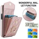 For iPhone 16e Rhombic Texture Card Bag Phone Case with Long Lanyard(Rose Gold) - 2