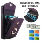 For iPhone 16e Rhombic Texture Card Bag Phone Case with Long Lanyard(Dark Purple) - 2