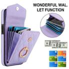 For iPhone 16e Rhombic Texture Card Bag Phone Case with Long Lanyard(Light Purple) - 2