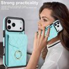 For iPhone 17 Pro Max Rhombic Texture Card Bag Phone Case with Long Lanyard(Mint Green) - 3
