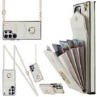 For Samsung Galaxy S23 Ultra 5G Rhombic Texture Card Bag Phone Case with Long Lanyard(White) - 1
