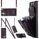 For Samsung Galaxy S23 Ultra 5G Rhombic Texture Card Bag Phone Case with Long Lanyard(Dark Purple) - 1