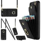 For Samsung Galaxy S23 5G Rhombic Texture Card Bag Phone Case with Long Lanyard(Black) - 1