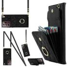 For Samsung Galaxy Note20 Ultra Rhombic Texture Card Bag Phone Case with Long Lanyard(Black) - 1