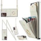 For Samsung Galaxy Note20 Ultra Rhombic Texture Card Bag Phone Case with Long Lanyard(White) - 1