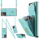 For Samsung Galaxy Note20 Ultra Rhombic Texture Card Bag Phone Case with Long Lanyard(Mint Green) - 1