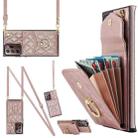 For Samsung Galaxy Note20 Ultra Rhombic Texture Card Bag Phone Case with Long Lanyard(Rose Gold) - 1