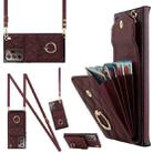 For Samsung Galaxy Note20 Ultra Rhombic Texture Card Bag Phone Case with Long Lanyard(Wine Red) - 1