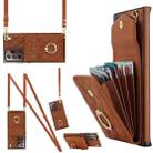 For Samsung Galaxy Note20 Ultra Rhombic Texture Card Bag Phone Case with Long Lanyard(Brown) - 1