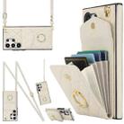 For Samsung Galaxy S24 Ultra 5G Rhombic Texture Card Bag Phone Case with Long Lanyard(White) - 1