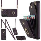 For Samsung Galaxy S24 5G Rhombic Texture Card Bag Phone Case with Long Lanyard(Dark Purple) - 1