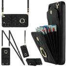 For Samsung Galaxy S24+ 5G Rhombic Texture Card Bag Phone Case with Long Lanyard(Black) - 1