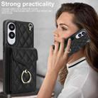 For Samsung Galaxy S25 Edge 5G Rhombic Texture Card Bag Phone Case with Long Lanyard(Black) - 2