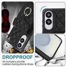 For Samsung Galaxy S25 Edge 5G Rhombic Texture Card Bag Phone Case with Long Lanyard(Black) - 3
