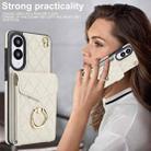 For Samsung Galaxy S25 Edge 5G Rhombic Texture Card Bag Phone Case with Long Lanyard(White) - 2