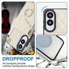 For Samsung Galaxy S25 Edge 5G Rhombic Texture Card Bag Phone Case with Long Lanyard(White) - 3