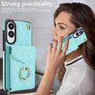 For Samsung Galaxy S25 Edge 5G Rhombic Texture Card Bag Phone Case with Long Lanyard(Mint Green) - 2