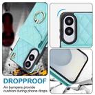 For Samsung Galaxy S25 Edge 5G Rhombic Texture Card Bag Phone Case with Long Lanyard(Mint Green) - 3