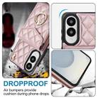 For Samsung Galaxy S25 Edge 5G Rhombic Texture Card Bag Phone Case with Long Lanyard(Rose Gold) - 3