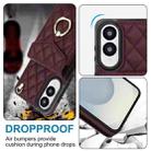 For Samsung Galaxy S25 Edge 5G Rhombic Texture Card Bag Phone Case with Long Lanyard(Wine Red) - 3
