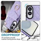 For Samsung Galaxy S25 Edge 5G Rhombic Texture Card Bag Phone Case with Long Lanyard(Light Purple) - 3