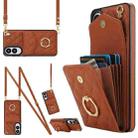 For Samsung Galaxy S25 Edge 5G Rhombic Texture Card Bag Phone Case with Long Lanyard(Brown) - 1