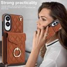 For Samsung Galaxy S25 Edge 5G Rhombic Texture Card Bag Phone Case with Long Lanyard(Brown) - 2